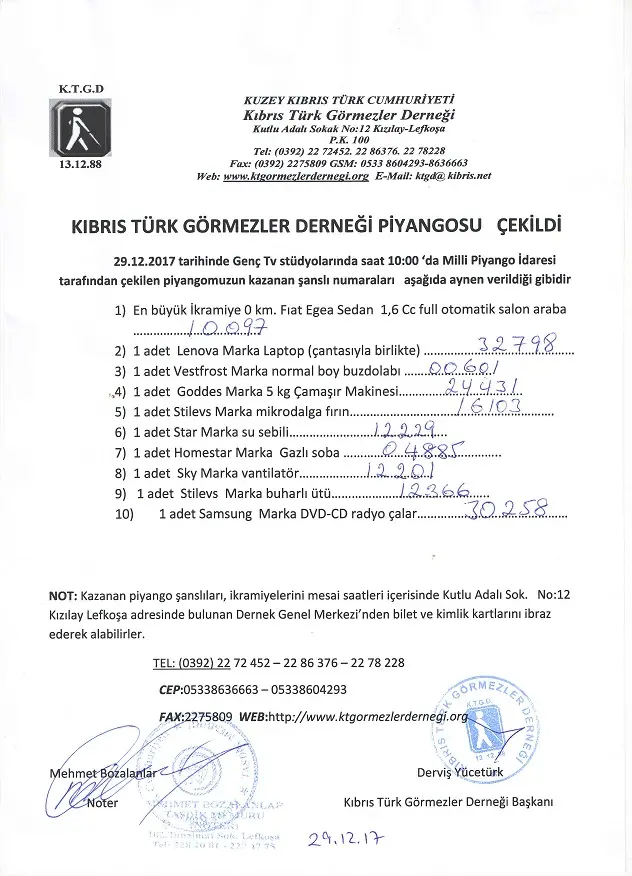 Piyango Çekiliş Sonuçları (29.12.2017) — kapak fotoğrafı